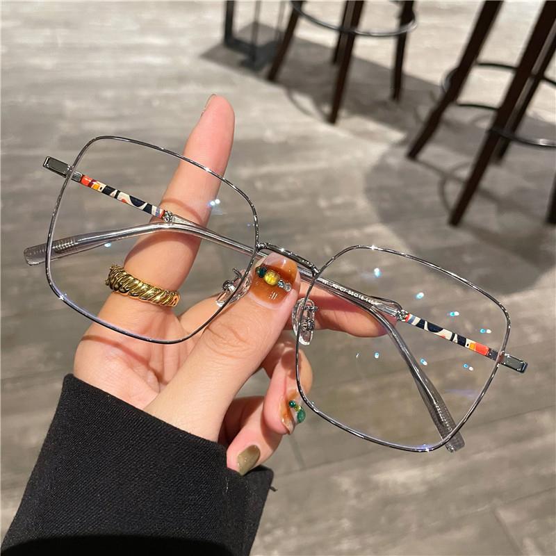 Big Frame Anti-blue Light Glasses Men Women Fashion Oversized Clear Lens Eyeglasses Vision Care Metal Square Reading Glasses