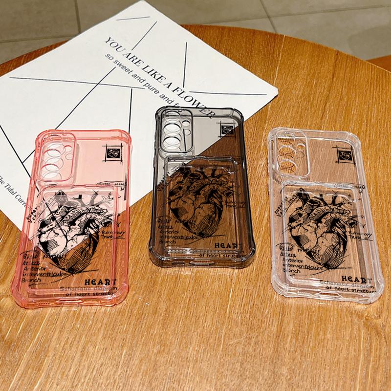 Heart Eample Diagram Phone Case For Samsung Galaxy A56 A55 A35 A15 A16 5G S25 S24 S22 Ultra S23 S24 FE Card Bag Wallet TPU Cover