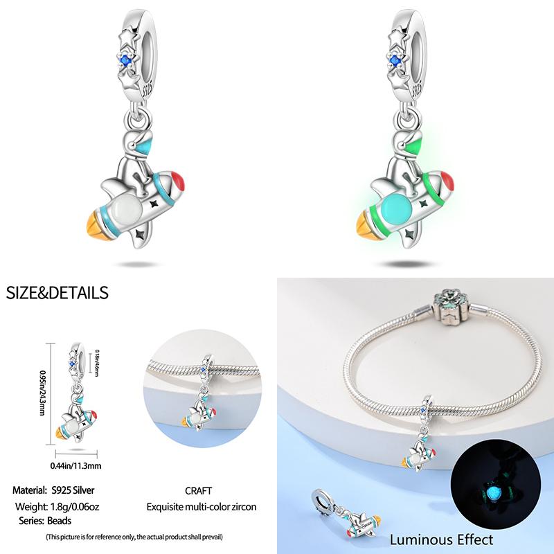 Copper Luminous Astronaut Planet Spaceship Elf Deer Charms Beads Fit Diy Original Bracelets Necklace Jewelry