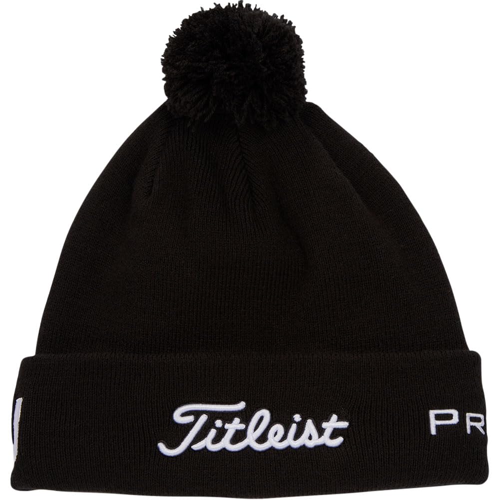Titleist Tour Pom Pom Beanie for Men, Black