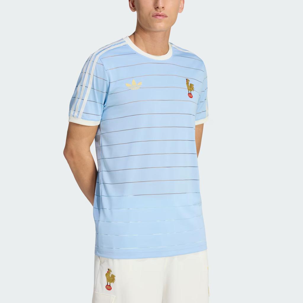 Adidas Originals Rugby France 120 Years Crunch Knitted Sports Three Stripes Crew Neck Short Sleeve T-Shirt Men Tops KD9869