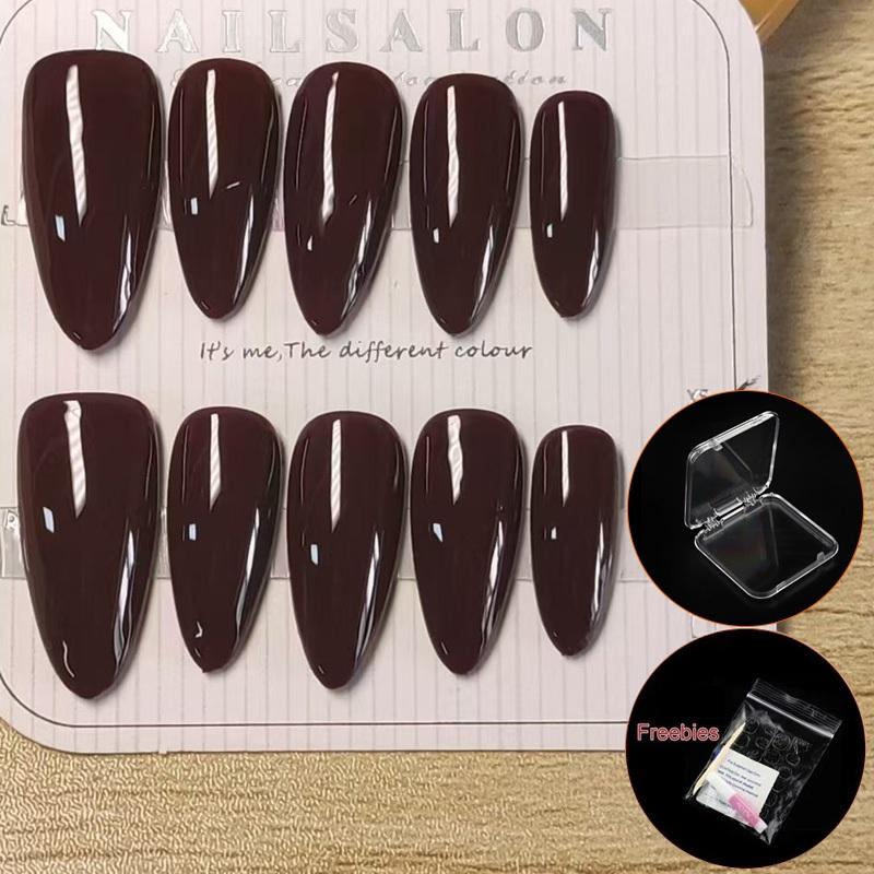 

Набор искусственных ногтей миндально-вишнево-красного цвета с клеем Art Nude Simple Water Drop Nails Phototherapy Многоразовые S