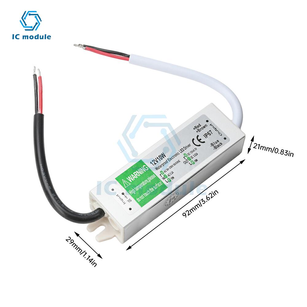 Waterproof Power Supply IP67 AC 90-250V to DC 12V LED Driver 10W 15W Switching Power Supply for LED Strip Lights