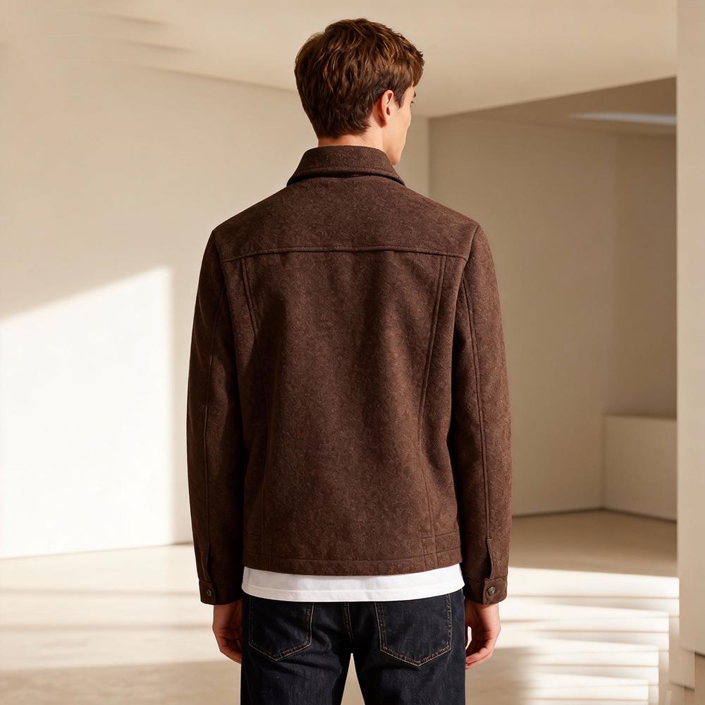 Men's Wool Coat: Single-Breasted Solid Color Autumn/Winter Fashionable Jacket