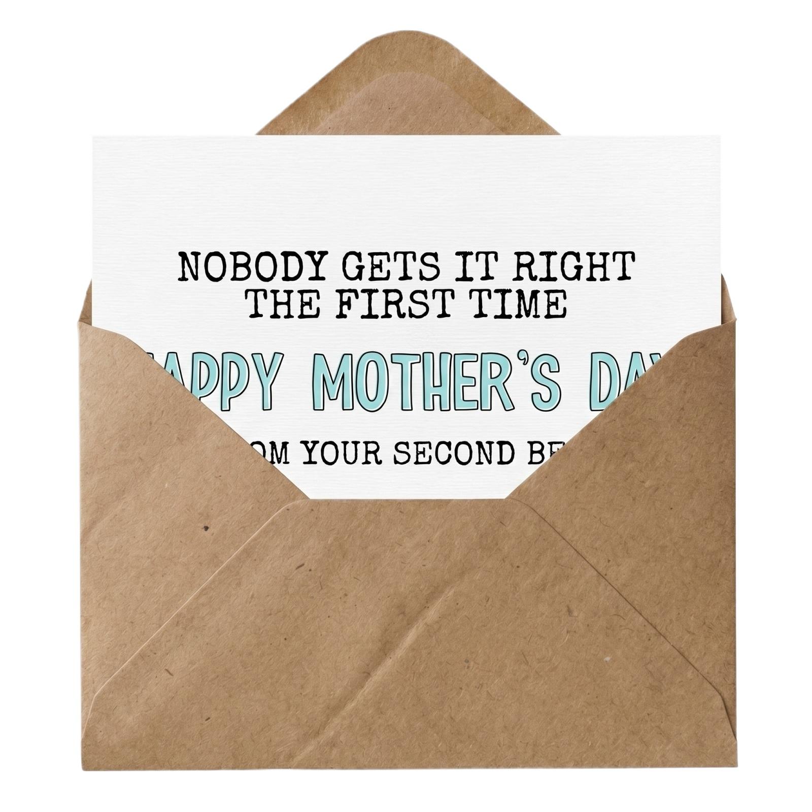 

Mother s Day Card From Second Born Funny Greeting Card with Envelope Humorous Message for Mom Unique Design One Size