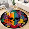 1pc Skull Flowers Chair Carpet for Office, Round Non Slip Durable Large Size Office Carpet, Suitable for Office