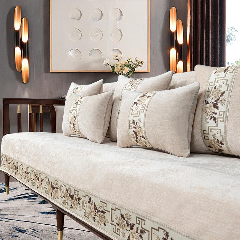 Sofa Cushion New Chinese Style Non-Slip Cover Cover Simple Four Seasons Universal High-End Fashion Backrest Towel Cushion Suit