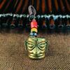 1Pc Vintage Brass Sanxingdui Prayer Priest Keychains Lanyard Pendants Handmade Rope Car Key Chain Rings Hanging