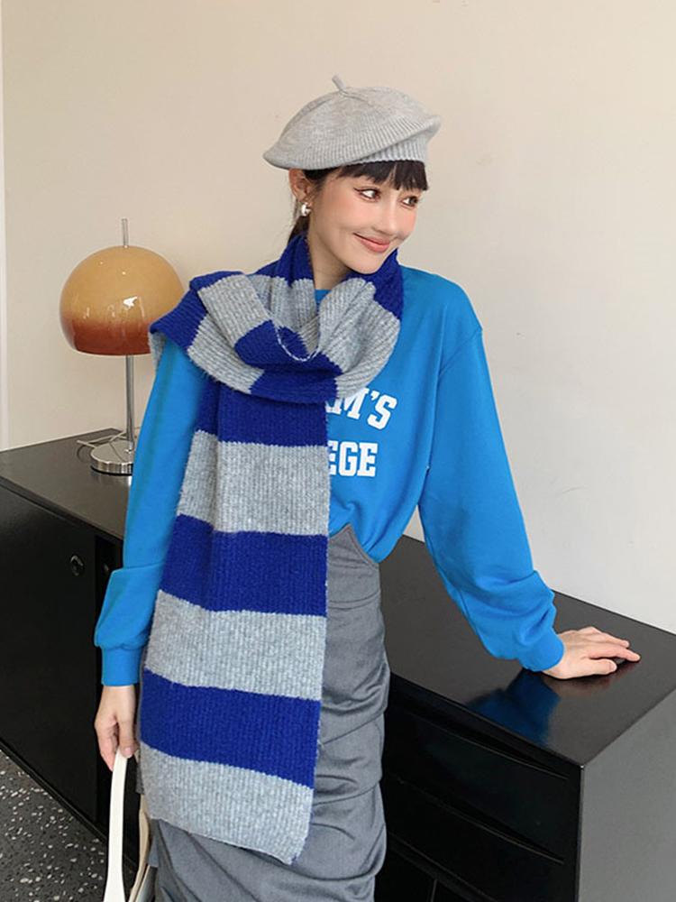 New  Knitted Women Scarf Winter Ladies Vintage Striped Scarves Pashmina Mujer Foulard Bufandas Wrap Shawls Unisex Men Pareo