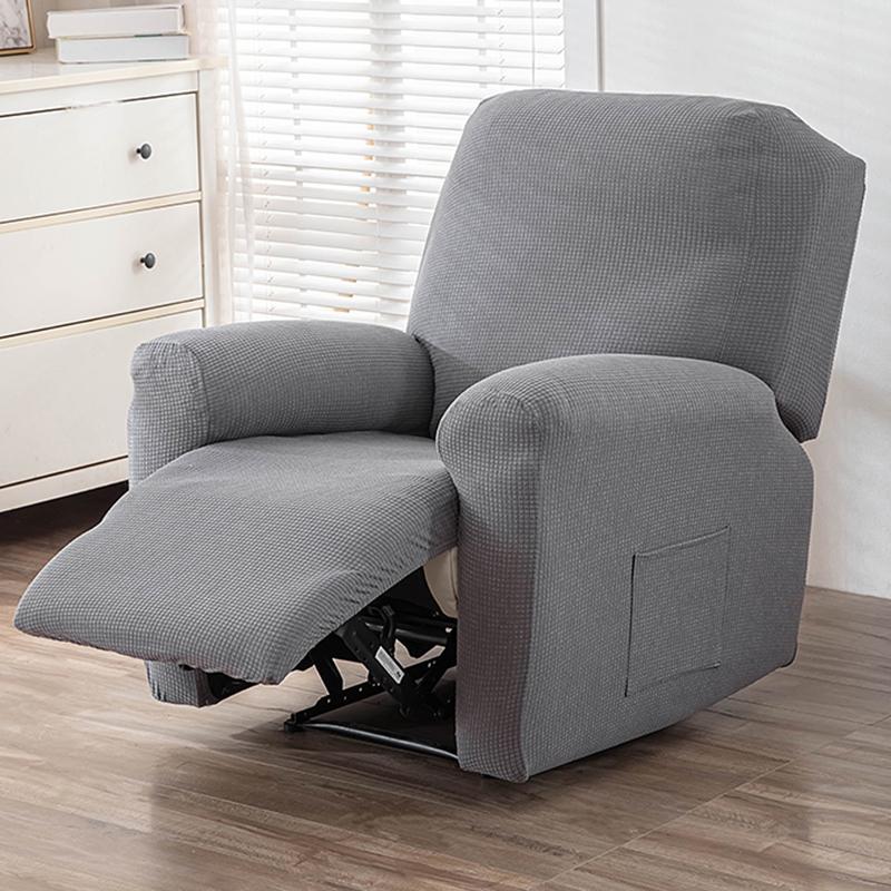 4Pcs/Set Water Repellent Recliner Sofa Cover Polar Fleece Single Relax Armchair Caseastic Chair Slipcover Furniture Protector 1-Seater