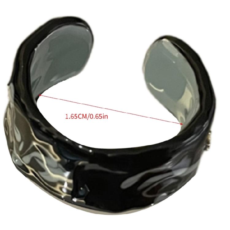 Elegant Dripping Oil Open Ring with Gold Foil Adjustable Ceramic Finger Ring Trendy Jewelry for Fashion Enthusiasts