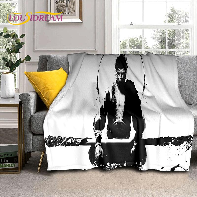 3D Black Myth Wukong Monkey King Cartoon Game Soft Blankets,Throw Blanket Comfortable Blanket for Picnic Beds Sofa Home Bedroom