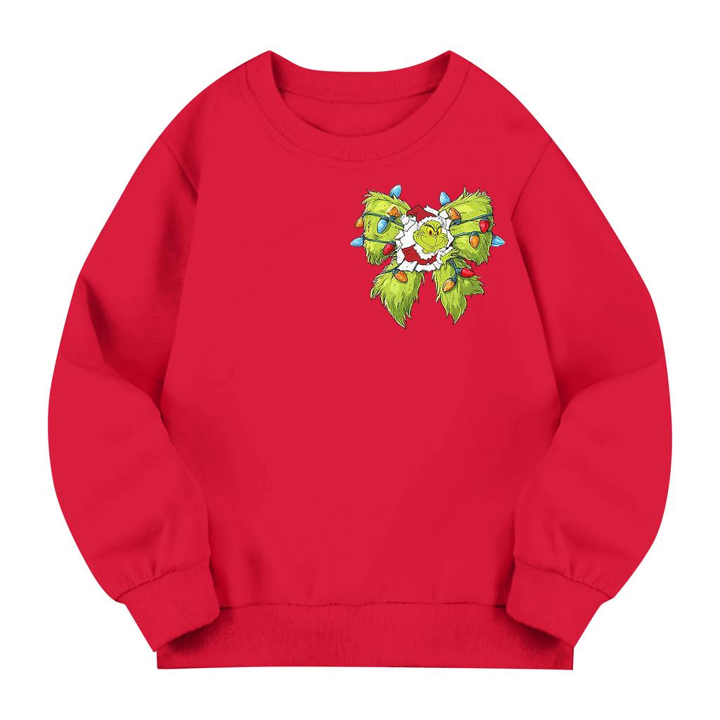 Kids' Long Sleeve Loose Pullover Letter Printed Round Neck Sweatshirt