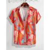 Men's Tropical Plant 3D Print Hawaiian Beach Flower Shirt Casual Slim Fashion Shirt Simple Retro Lapel Short Sleeve Shirt Top