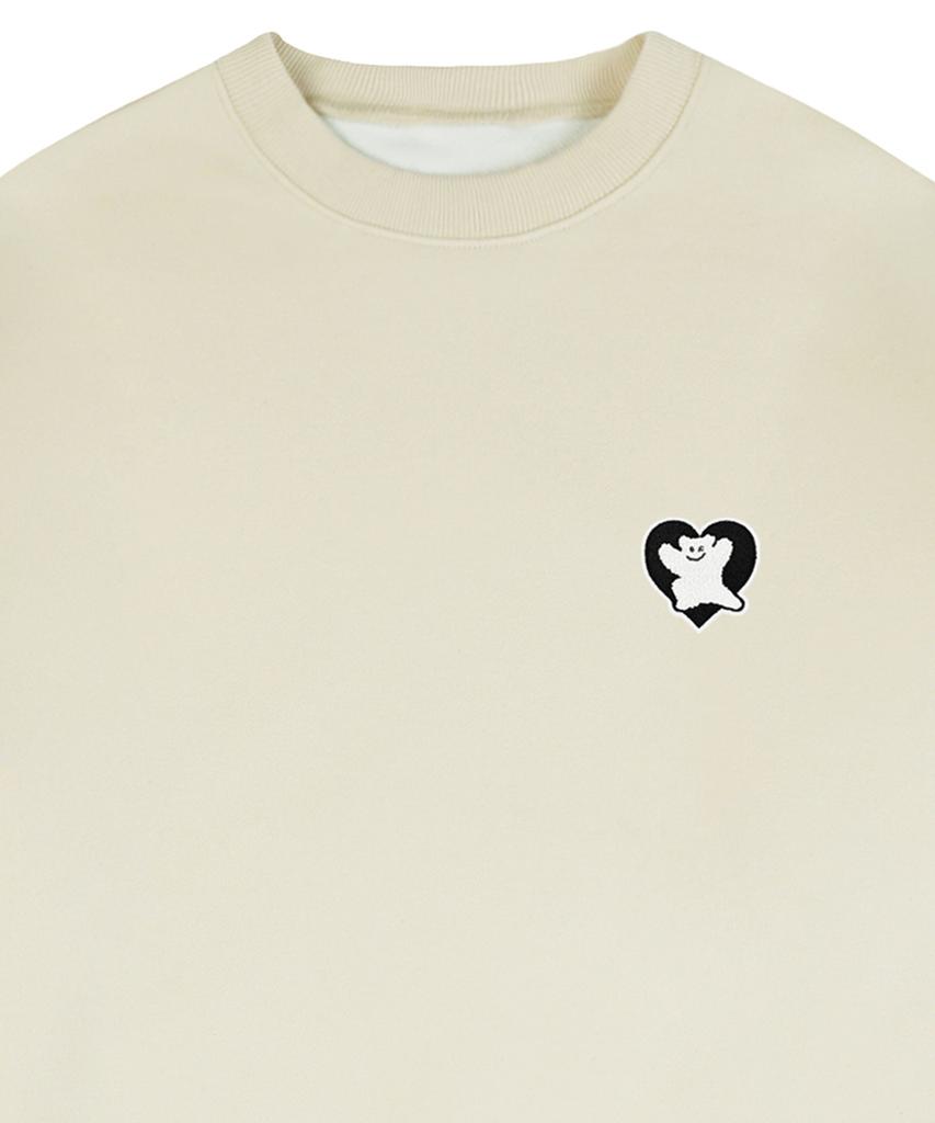 GRAVER [Unisex] Bear Heart Embroidered Sweatshirt_Cream/Black Logo