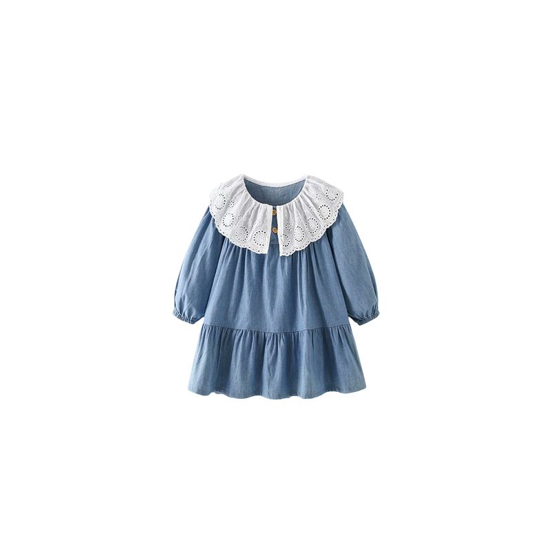 Dress Autumn and Winter Children s Clothing European and American Style Long-Sleeved Dress for Young Children Children s Patchwork Round Neck Dress 9839 150