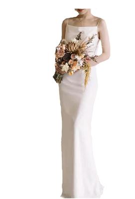 White Wedding Perfect for Beach and Overseas Weddings [Fiveen] Dress, Simple, Slender, Sleeveless, Weddings, Receptions, Photos, (Size M)