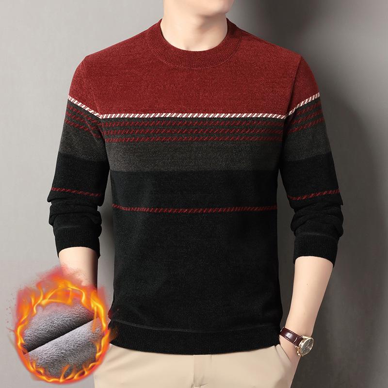 Winter Velvet Chenille Dad-Style Sweater: Warm, Thickened Knitwear for Men