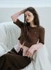 Hhips Double Layered Eyelet Cardigan (Brown)