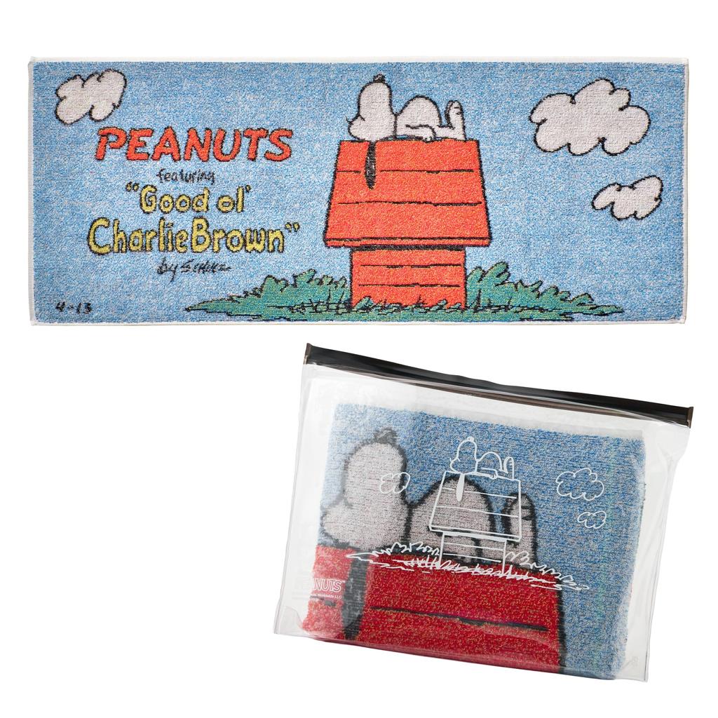 Nishikawa Snoopy Face 34 x Imabari XT26356610 PN6652TW Towel, 80cm, Washable, 100% Cotton, Five-Color Weave, Mark, Blue,
