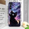 Künstlerische Schwarze Katze Sternennacht Handyhülle für Samsung S24 S23 S22 S21 S20FE Plus Ultra Cover für Samsung Galaxy S25 Edge Fundas