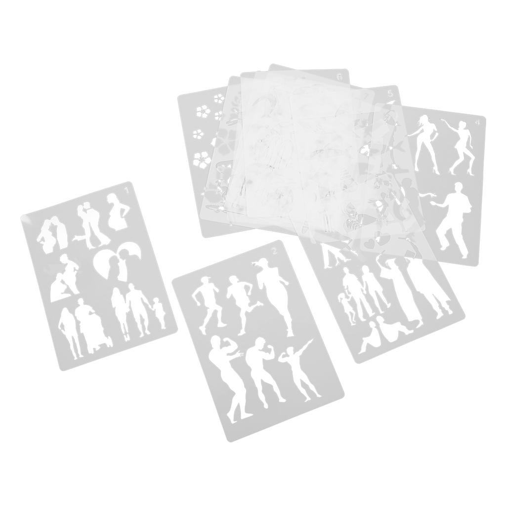 12Pcs Paint Stencils A4 Characters Animals Plants Safe Poisonless Durable Lightweight Wide