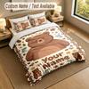 Bear Panda Theme Personalized 3Pcs Bedding Set Custom Text & Name 1 Sheet 2 Pillowcases Household Bedding 1pc