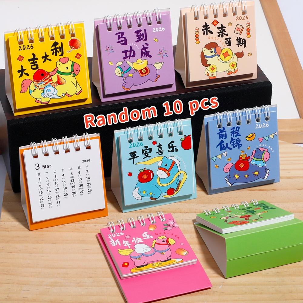 1Pcs 2026 Cute Cartoon Pony Desk Calendar Portable Desktop Decoration Schedule Planner Mini Calendar Office School Supplies