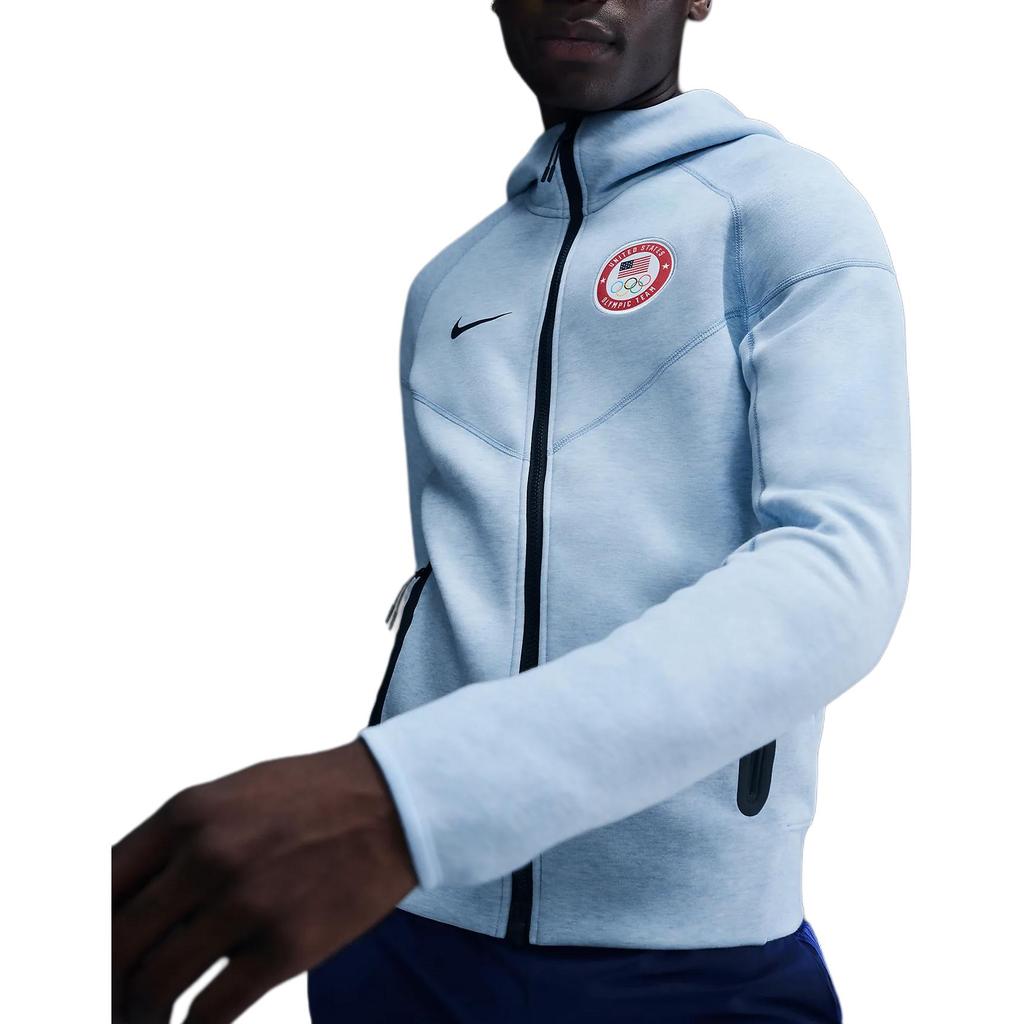 Nike Team USA Olympic Series Sportswear Tech Fleece Full Zip Hoodie Men Jacket Sky-Blue Stone Obsidian FN1208-441