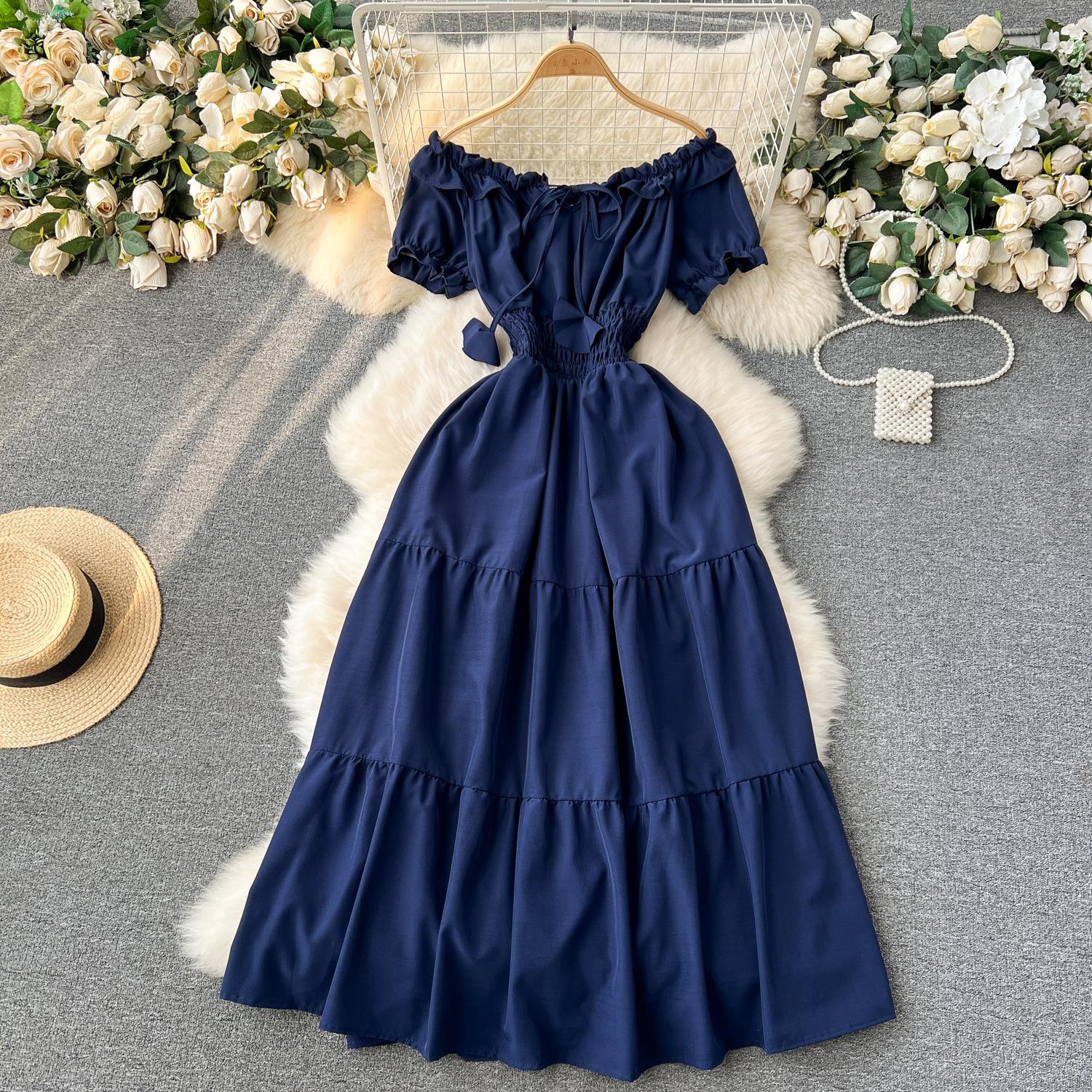 

Винтажное элегантное платье с коротким рукавом и вырезом с разрезом, модное шифоновое платье трапециевидной формы на весну и осень, женские платья One Size