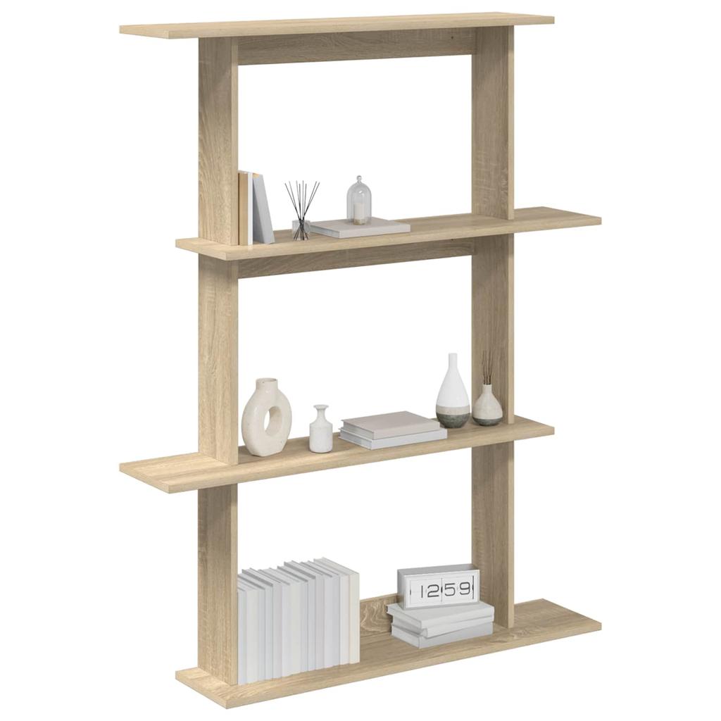 Wall Mounted Shelf Unit Brown 100 X 20 X 126 Cm Engineered Wood