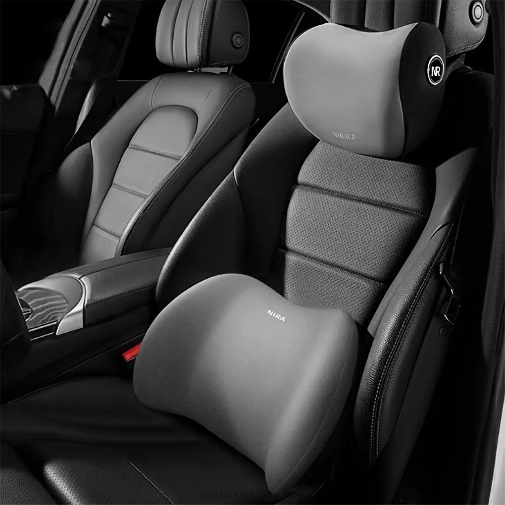 Ergonomic memory foam car seat cushion - suitable for all seasons comfort car headrest - lumbar cushion or headrest or set