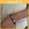 Handmade Geometric Stone Bead Bracelet With Steel Chain For Unisex Fashion Accessory