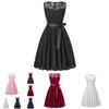 Elegant Round Neck Sleeveless Lace Stitching Retro Dress With A Large Belt And Slim Swing Skirt