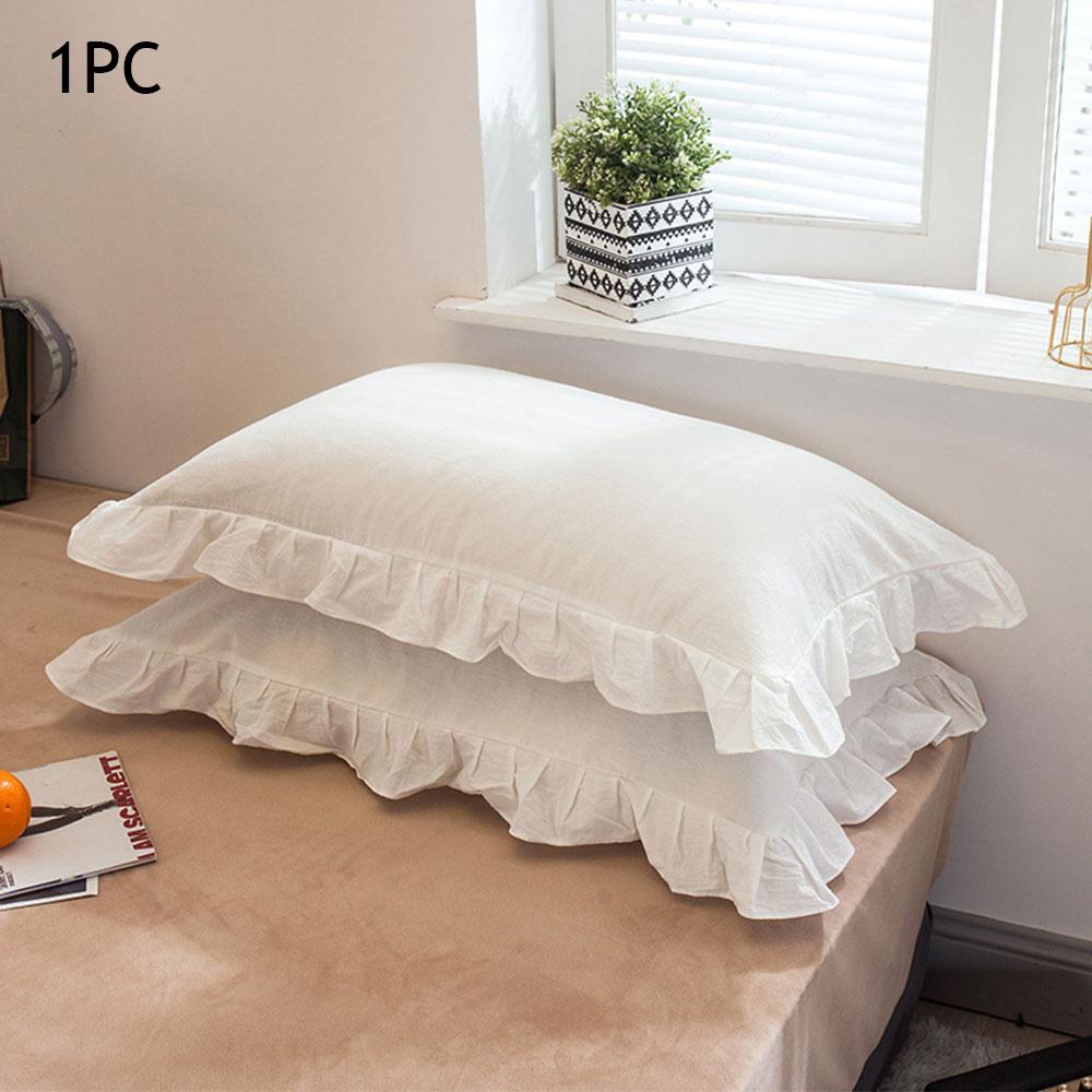 48x74cm Washed Cotton Pillowcase Home Bedding Super Soft Ruffled Pillow Cover With Envelope Closure Pillow Cases Home Decor