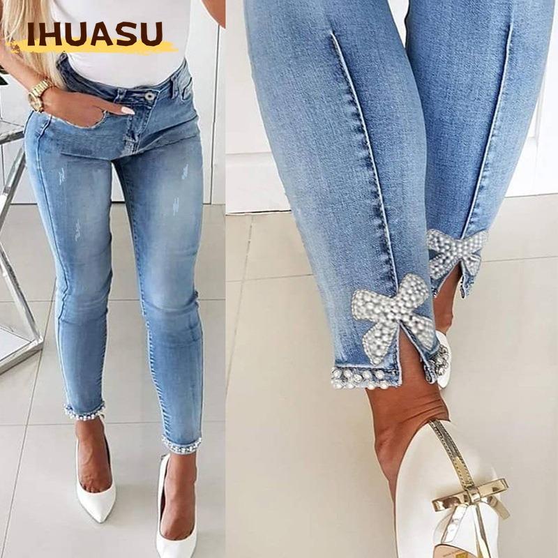 IHUASU Damenmode, lässig, einfarbig, bedruckt, Hosen und Caprihosen