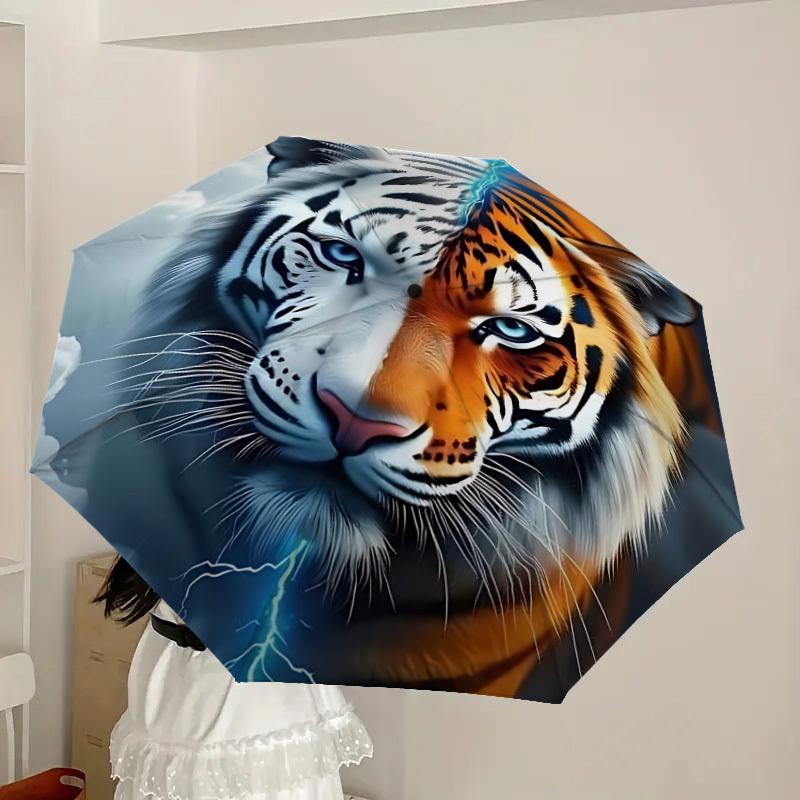 1pc Tiger Face Automatic Open/Close Umbrella, Folding Compact Umbrella with Lightweight Design for Women/Menyy251028188