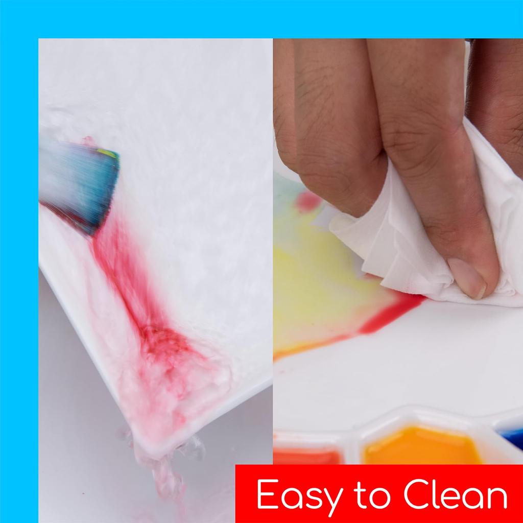 MEEDEN Ceramic Watercolor Palette, Suitable for Watercolors, Acrylics, and Gouache. Easy To Clean, Use, and Carry. 25 X 18 Cm. Ideal for Students, Beg