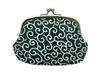 Clasp Wallet with Coin Cherry Blossom Made In Kyoto B-andyu 4.0" Parent-Child Purse, Chirimen, Design, Japan, (Arabesque Green)