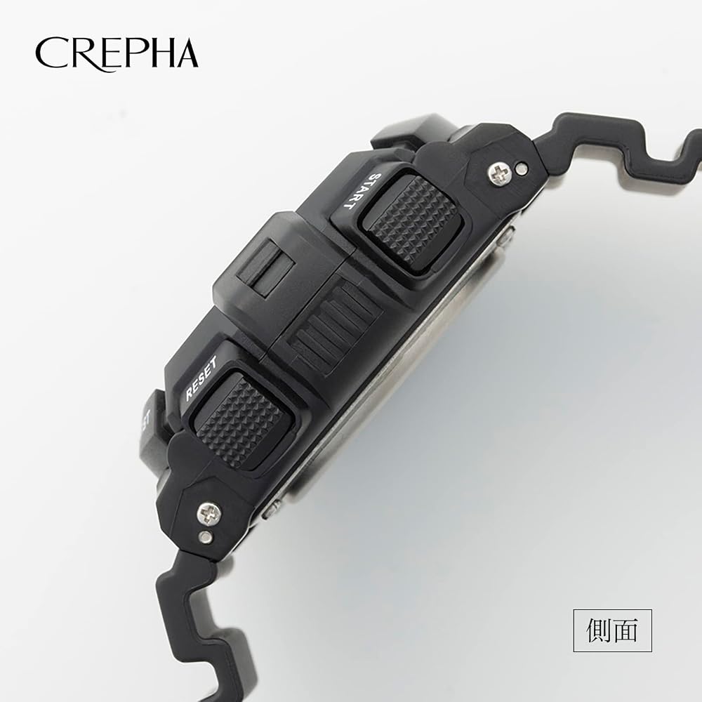 Crepha Telva Digital Multifunction Waterproof Stopwatch Men's Sports Watch Black 5 ATM Rubber Strap