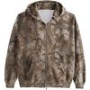 Women's Men's Camo Zip Hoodie Maple Leaf Print Oversized Hooded Sweatshirt Wool Long Sleeve Jacket