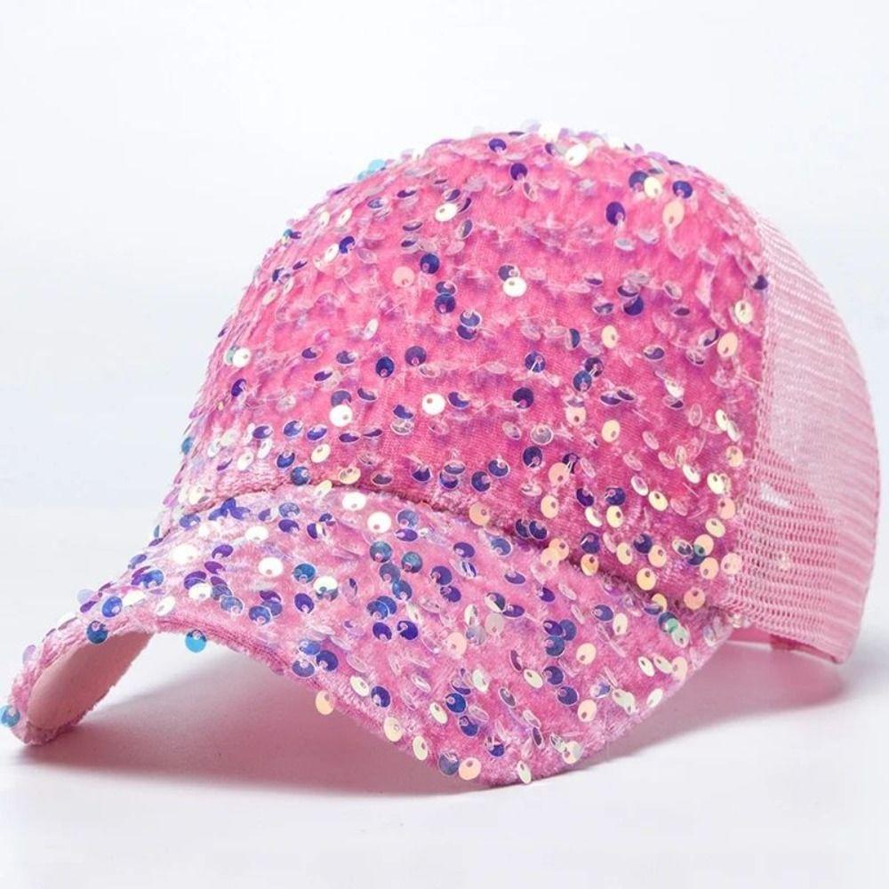 Shiny Sequins Baseball Cap Blingbling Sun Hat Simple Sequin Baseball Hat  Street Dance