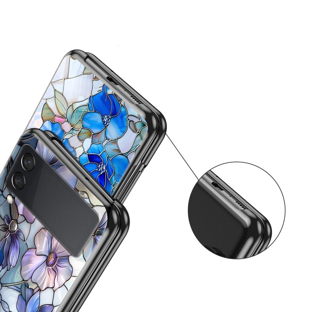 Phone Case for Samsung Galaxy Z Flip 3 4 5 6 7 Folding Shell For Samsung Z Flip4 Flip5 PC Hard Cover Flower marble Geometry