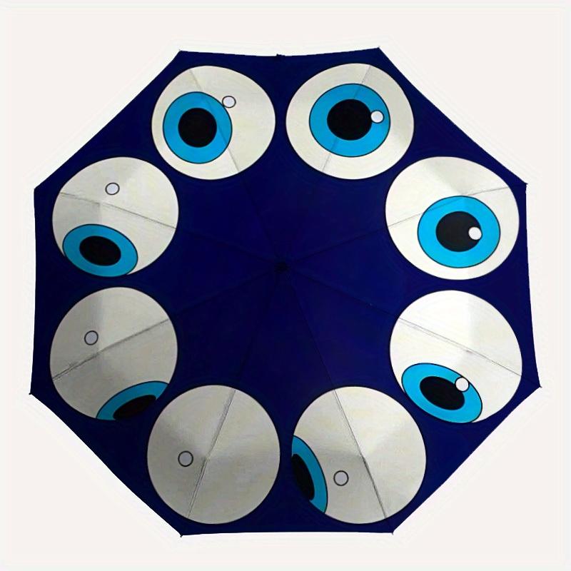 

1pc Eyes Circle Automatic Open/close, Heavy-Duty Iron Frame & 8-Rib structure, Compact Folding Cute Umbrella for Women/Men, All-Season Travel, Hallowe