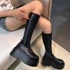 Chunky Women Knee High Boots Fashion Slip On Knight Long Boots Platform Flats Autumn Winter Ladies Shoes