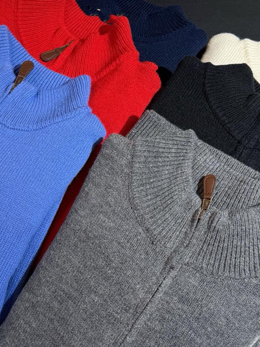 Men s Half-Zip Knitwear Sweater Large темно-синий