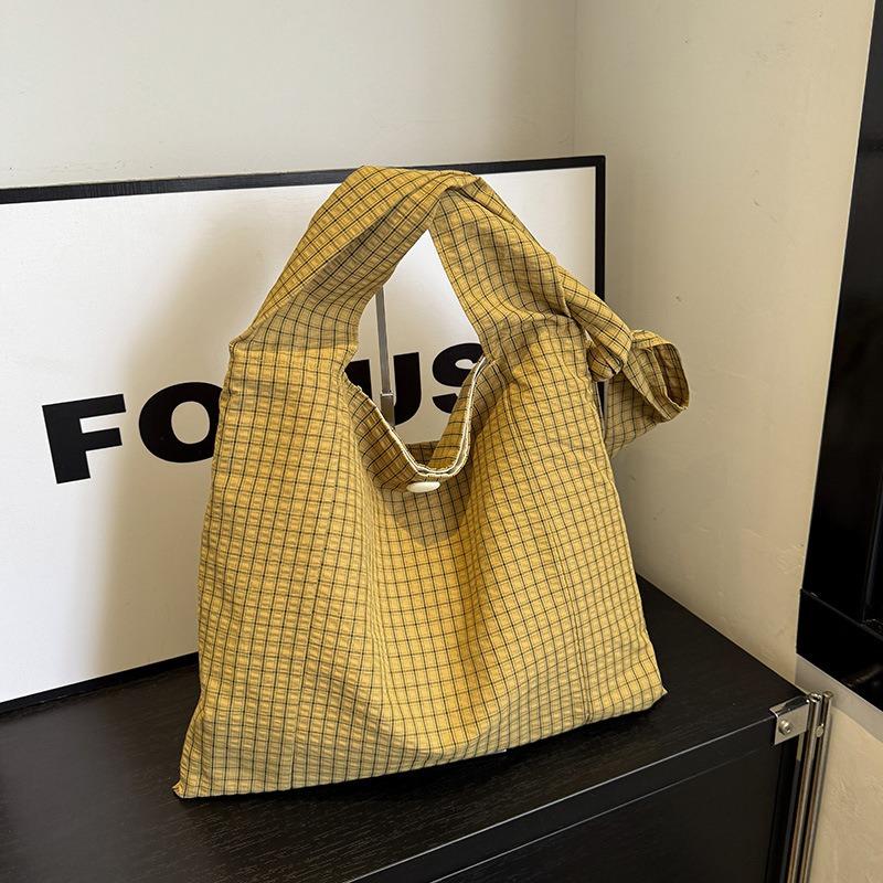 

Сумки Холщовые сумки Lazy wind Литературные нишевые сумки под мышкой Новые клетчатые сумки Модные сумки на плечо жёлтый