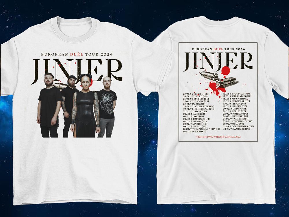 2 Sides EUROPEAN TOUR 2026 JINJER Band Shirt White Unisex S-5XL ND1495 Unisex T-Shirt S