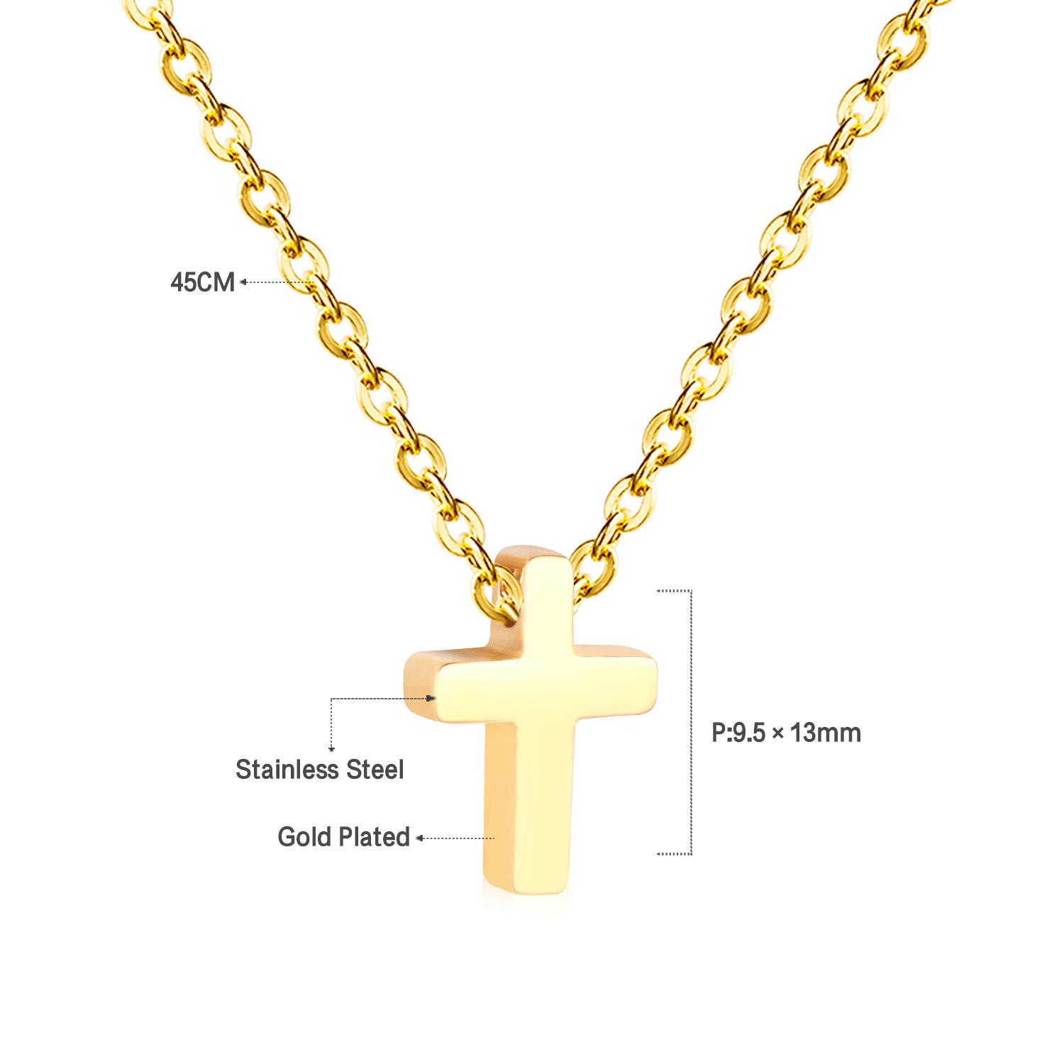 Minimalist Cold Tone Metal Cross Pendant Necklace Small Batch Design Personalized Jewelry Long Lasting