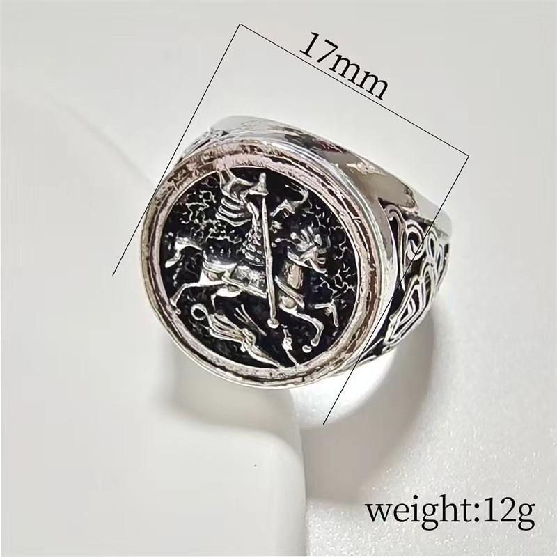 New Unique Sovereign Men's Ring St. George Portrait Two Color Roman Soldier Dragon Ring